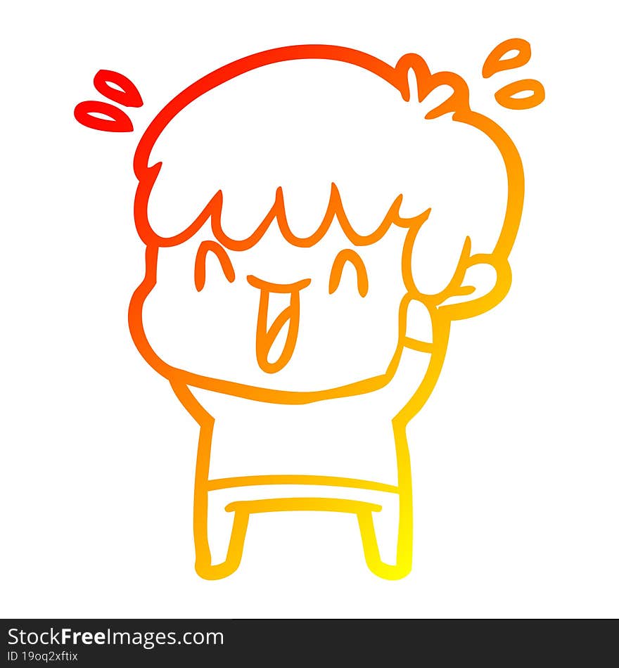 warm gradient line drawing cartoon laughing boy