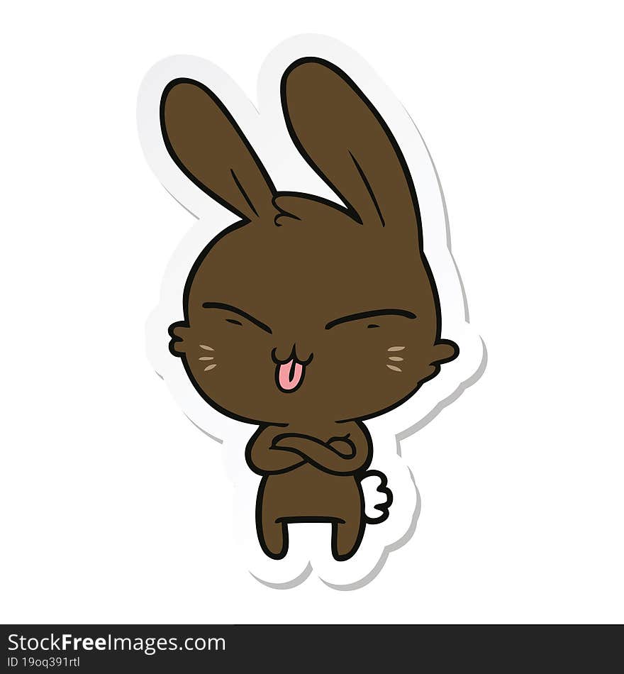 sticker of a cute cartoon rabbit