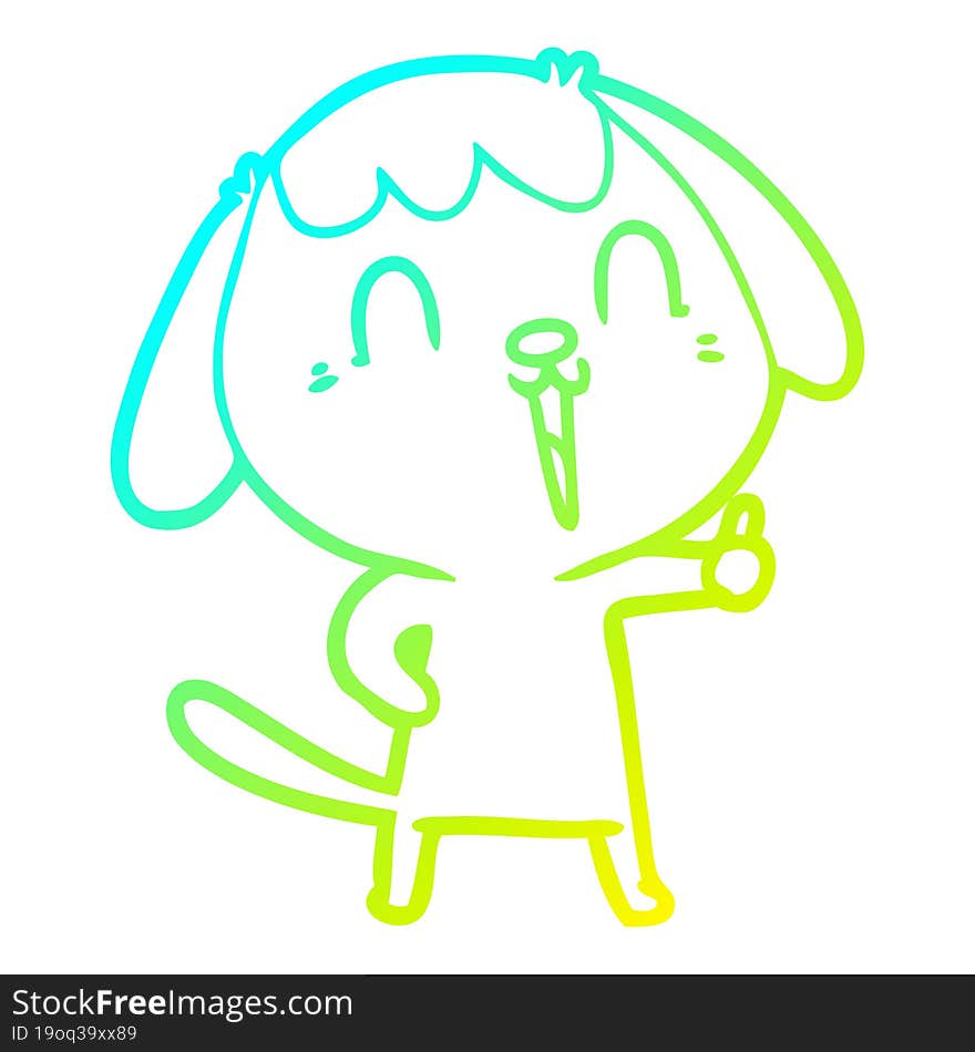 Cold Gradient Line Drawing Cute Cartoon Dog