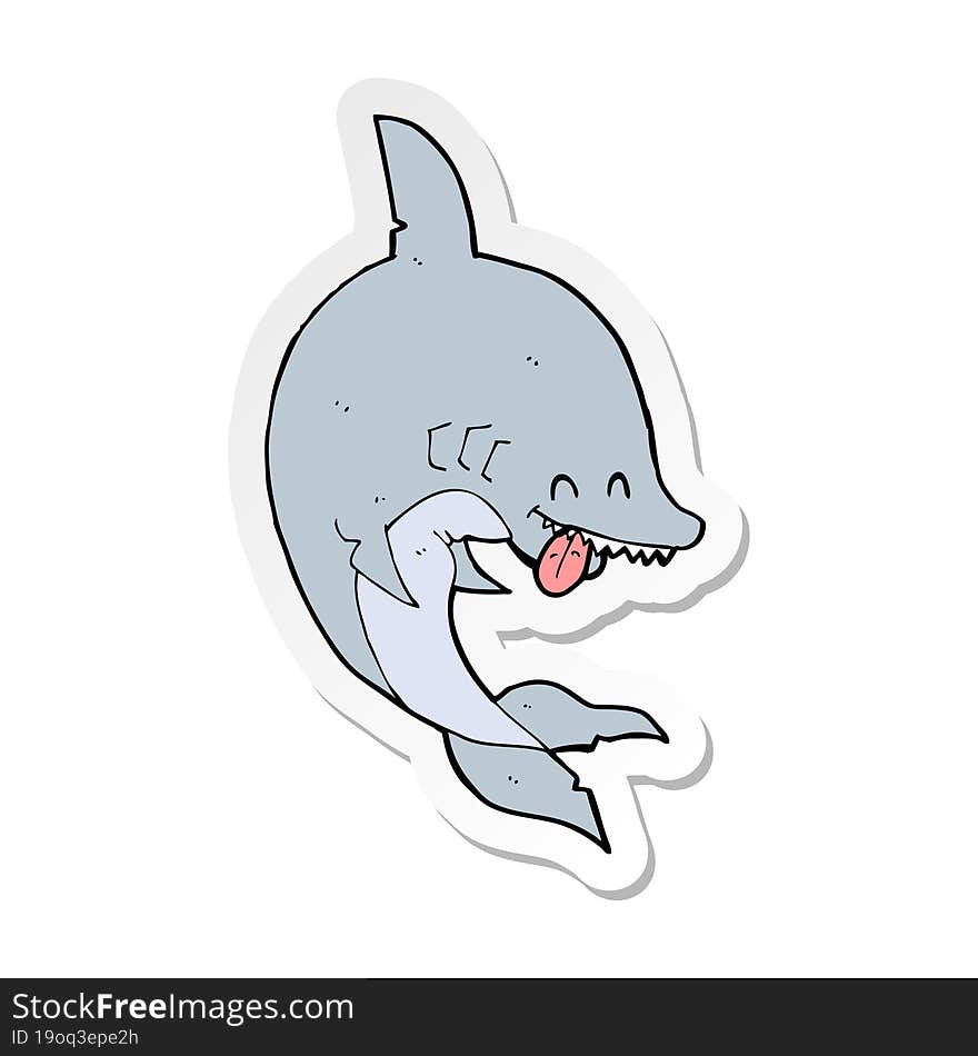 sticker of a funny cartoon shark