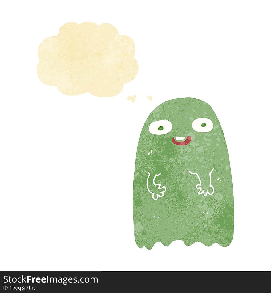 funny cartoon ghost with thought bubble