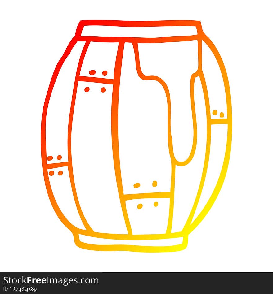 warm gradient line drawing cartoon beer barrel