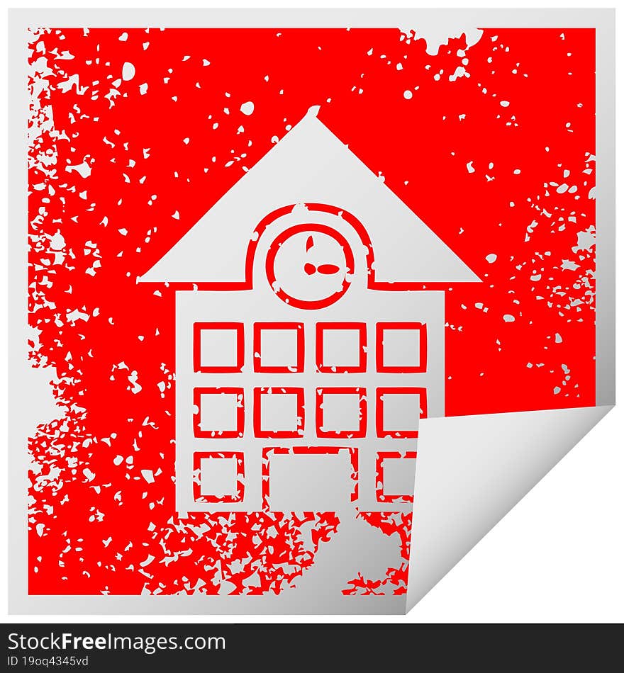 distressed square peeling sticker symbol town house