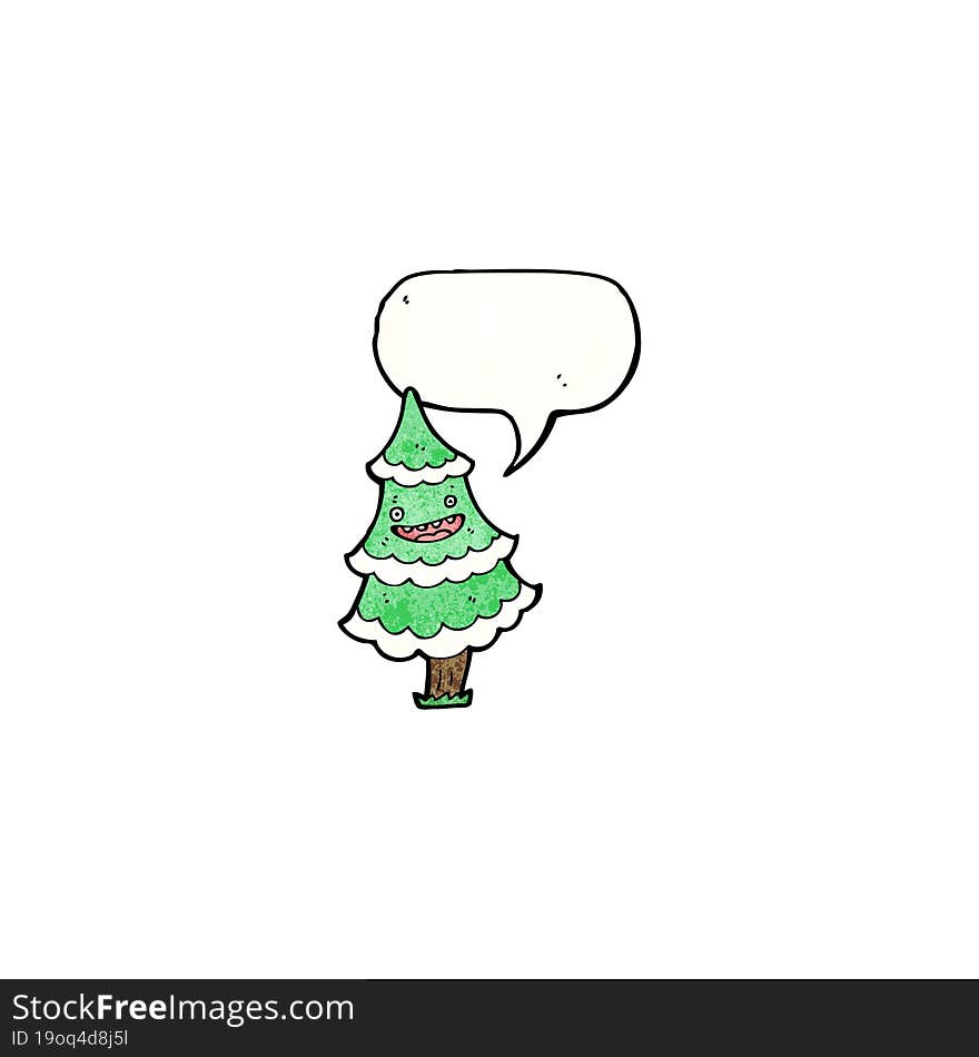 christmas tree with speech bubble cartoon