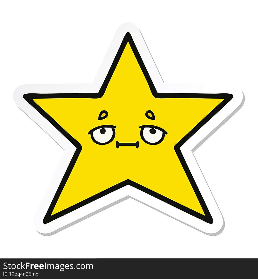 sticker of a cute cartoon gold star