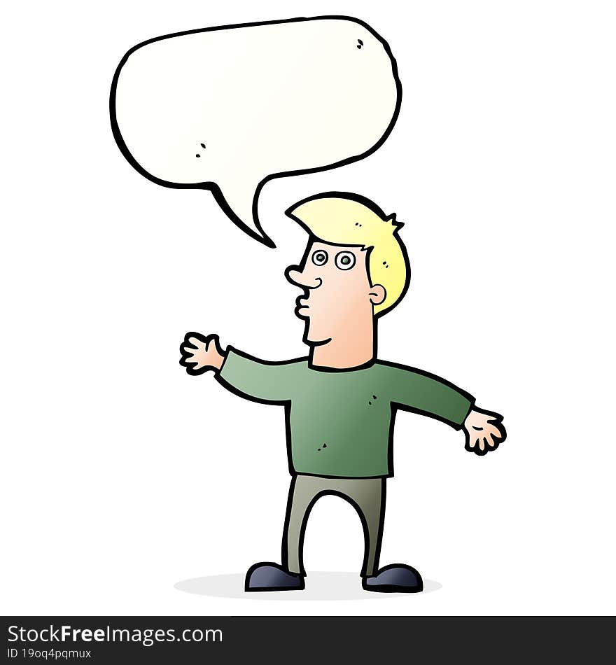 Cartoon Worried Man With Speech Bubble