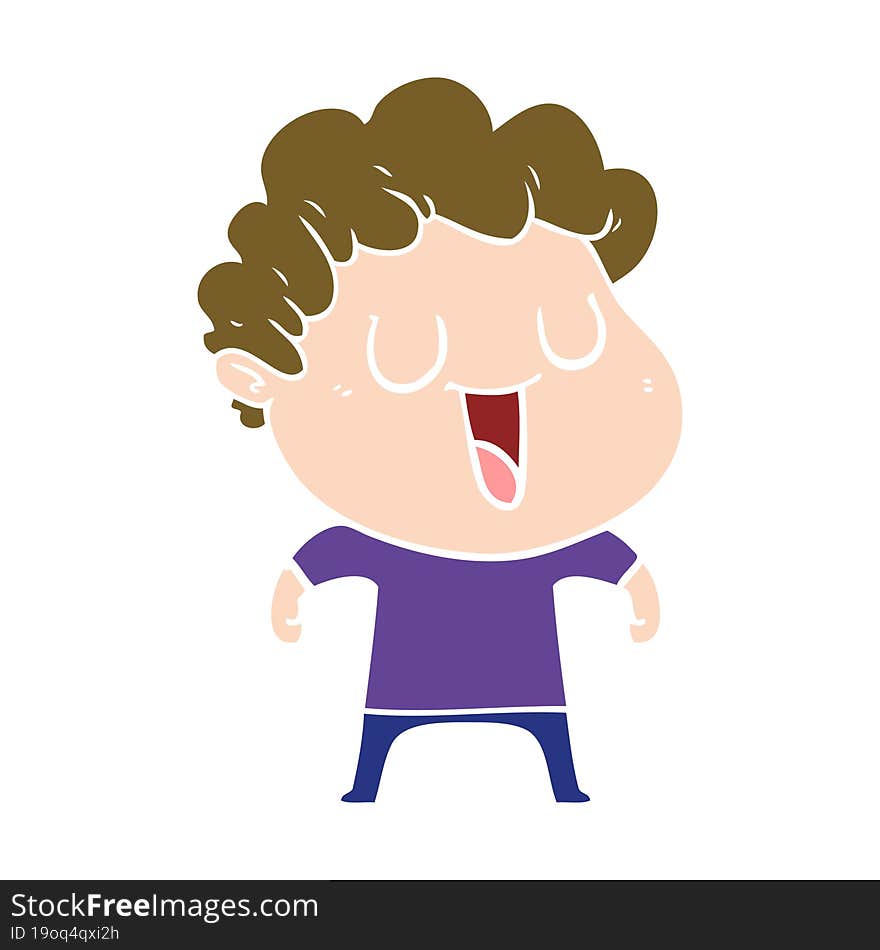 Laughing Flat Color Style Cartoon Man