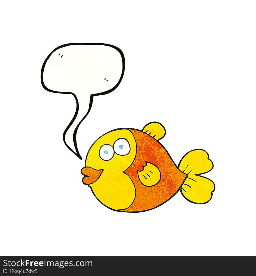 freehand speech bubble textured cartoon fish