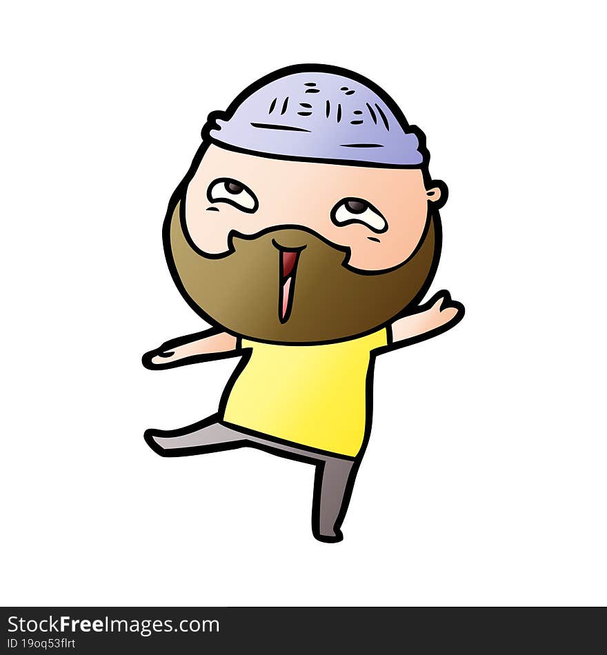 cartoon happy bearded man. cartoon happy bearded man