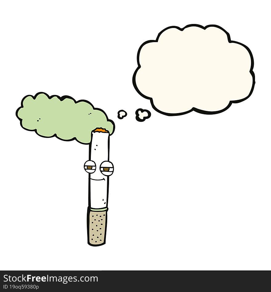 Cartoon Happy Cigarette With Thought Bubble