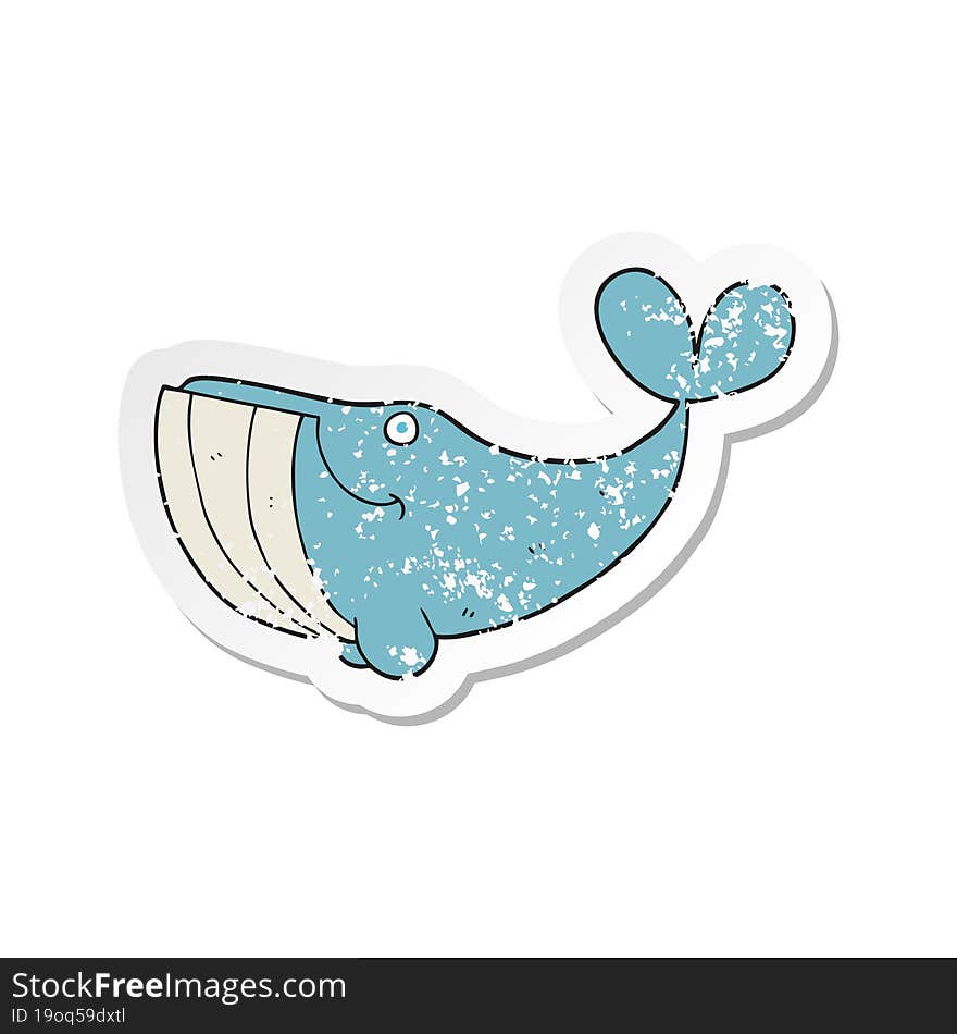 retro distressed sticker of a cartoon happy whale