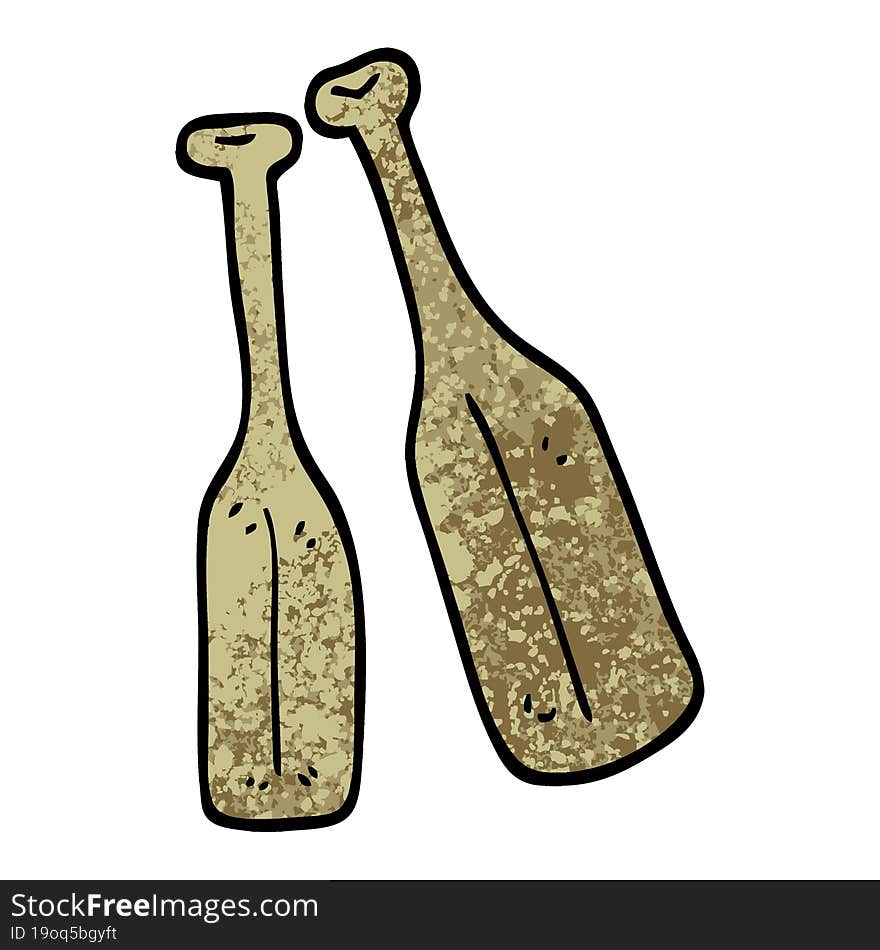 grunge textured illustration cartoon pair of paddles