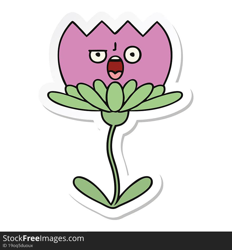 Sticker Of A Cute Cartoon Flower