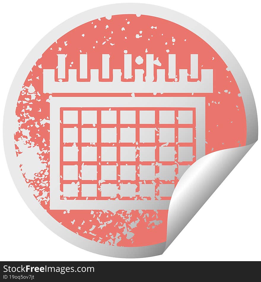 distressed circular peeling sticker symbol work calendar