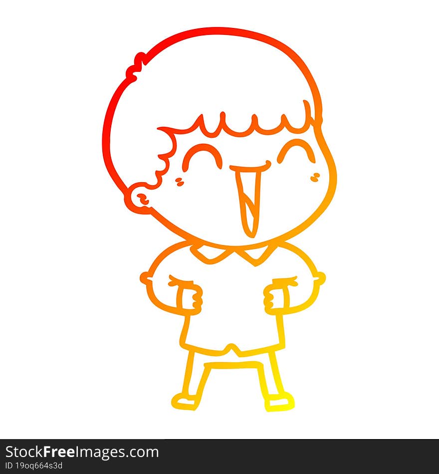 warm gradient line drawing of a cartoon happy man