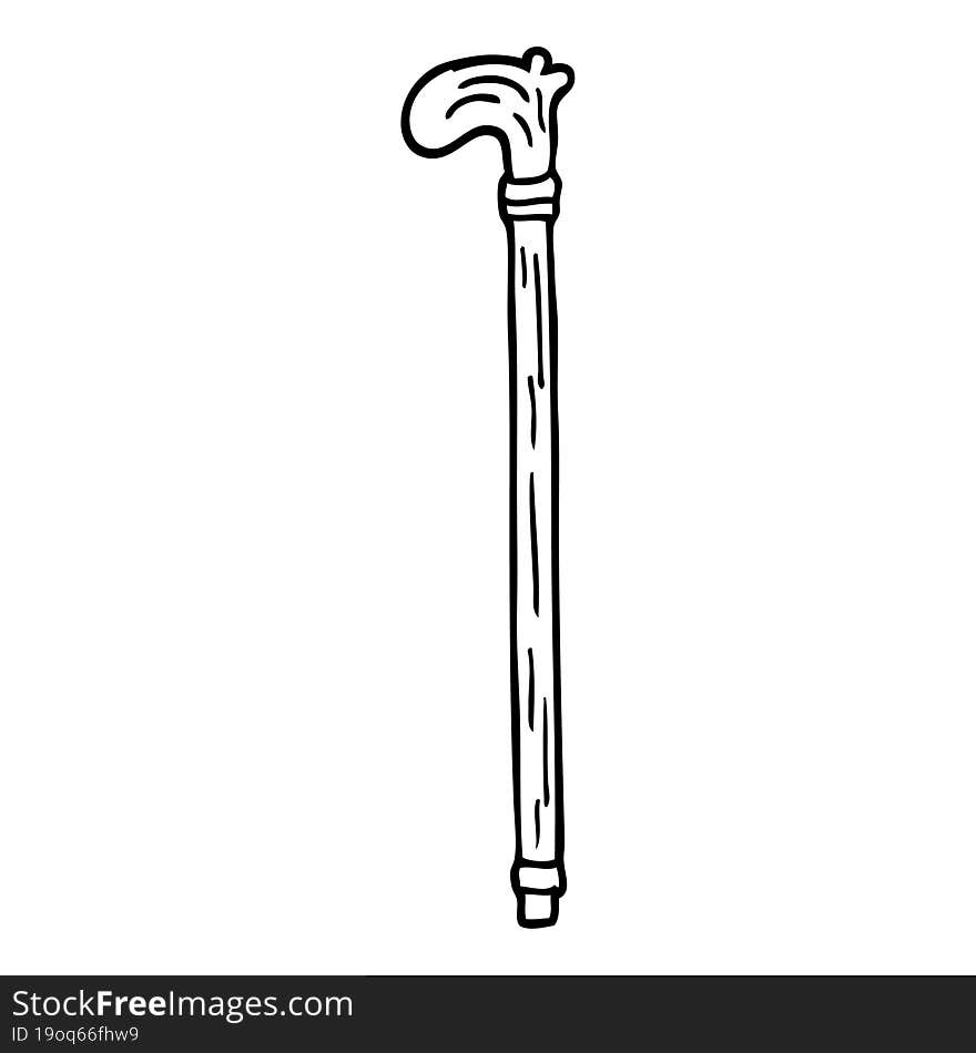 line drawing cartoon walking stick