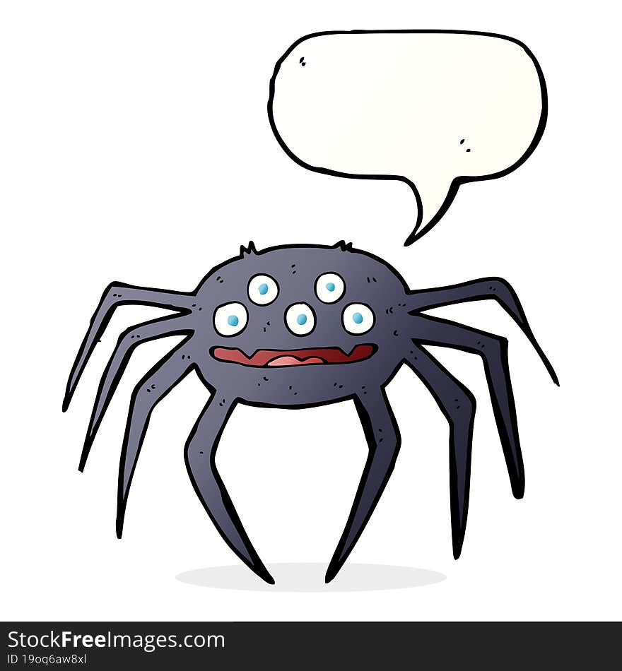 cartoon halloween spider with speech bubble