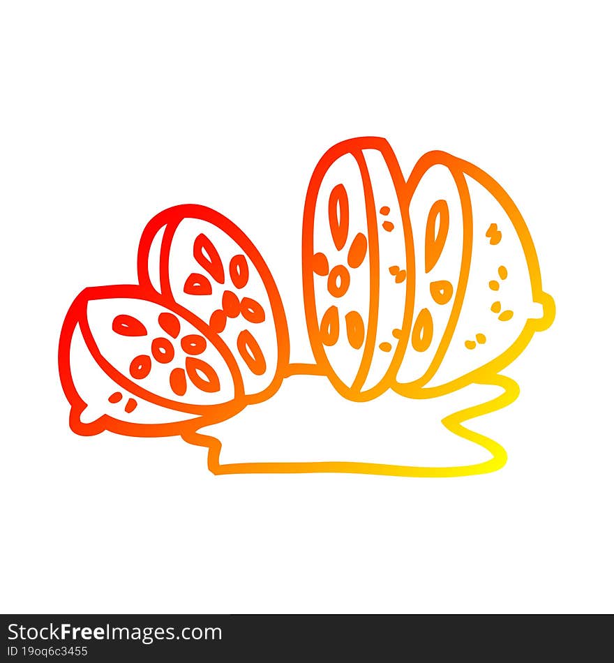 Warm Gradient Line Drawing Cartoon Citrus Fruit