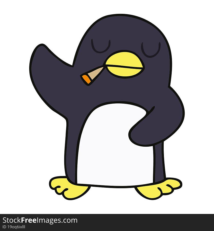 quirky hand drawn cartoon penguin