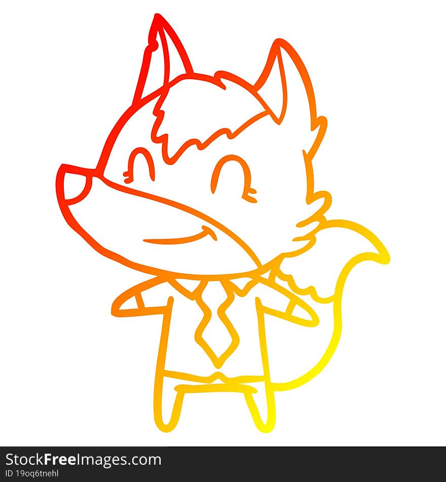 warm gradient line drawing friendly cartoon wolf office worker