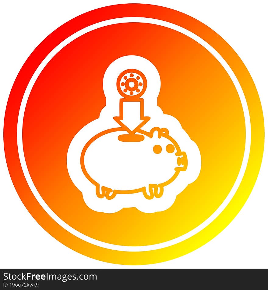 piggy bank circular in hot gradient spectrum