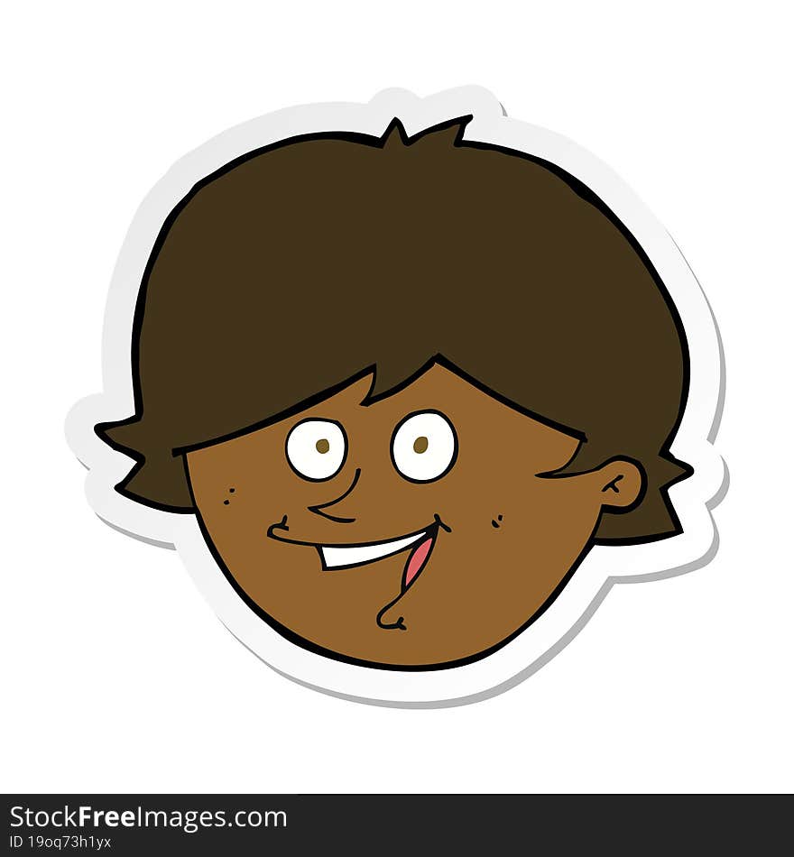 sticker of a cartoon happy boy face