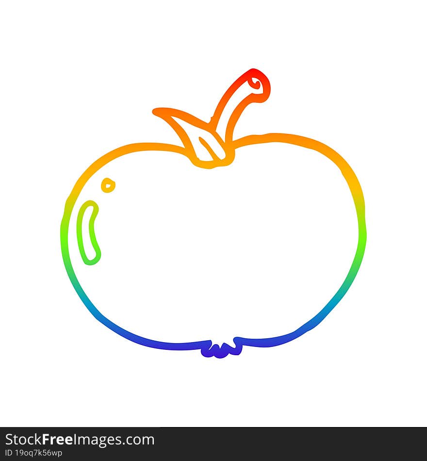 Rainbow Gradient Line Drawing Cartoon Apple