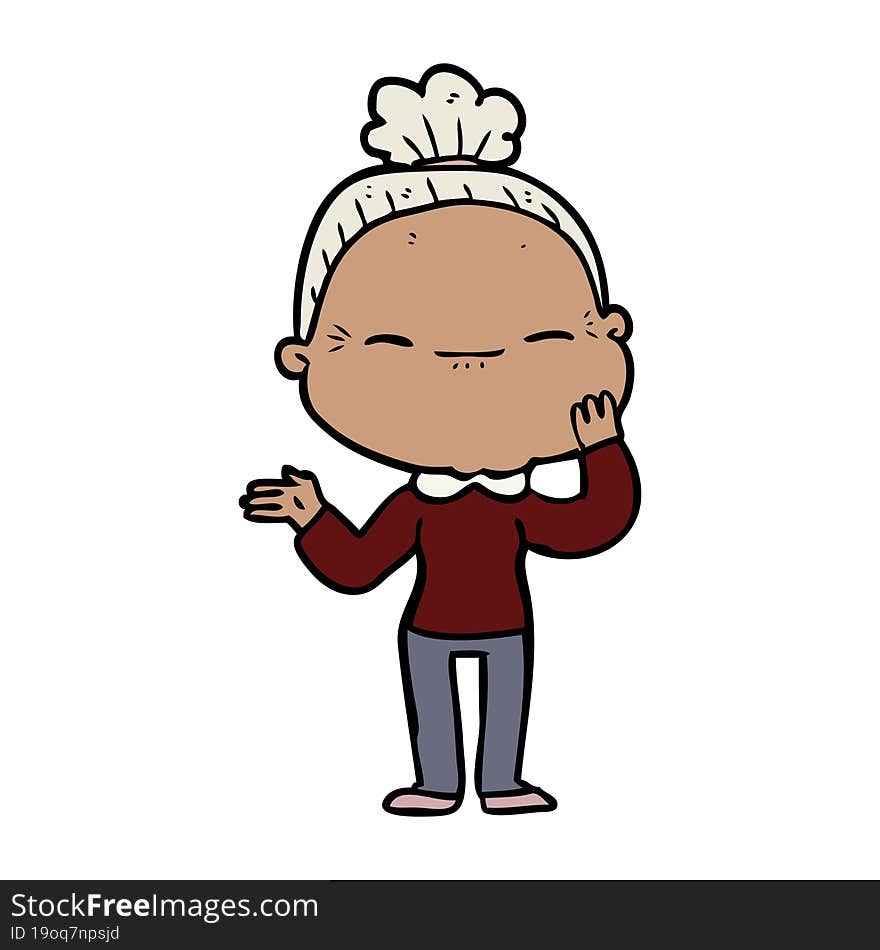 cartoon peaceful old woman. cartoon peaceful old woman