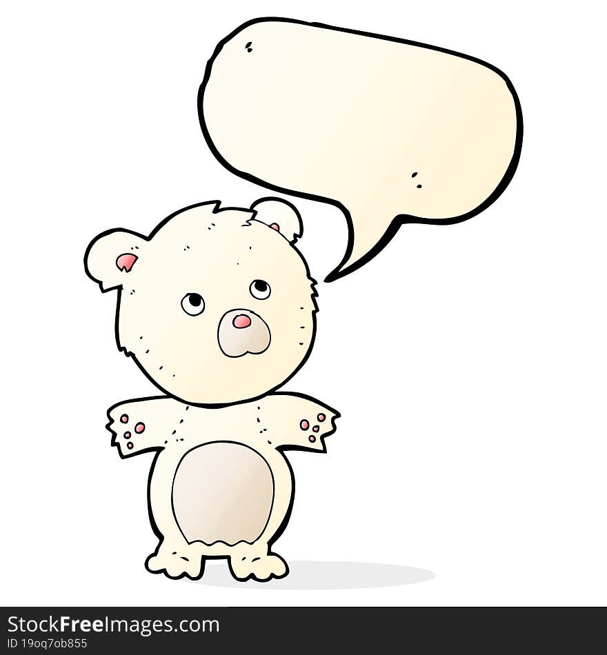 Cartoon Funny Teddy Bear With Speech Bubble