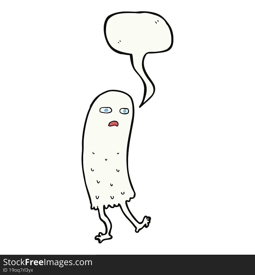 Cartoon Funny Ghost With Speech Bubble