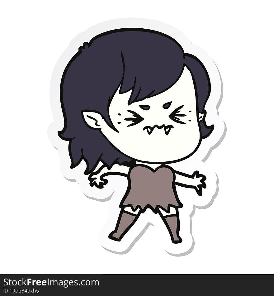 Sticker Of A Annoyed Cartoon Vampire Girl