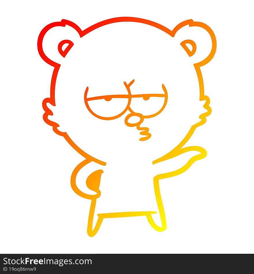 warm gradient line drawing bored polar bear cartoon