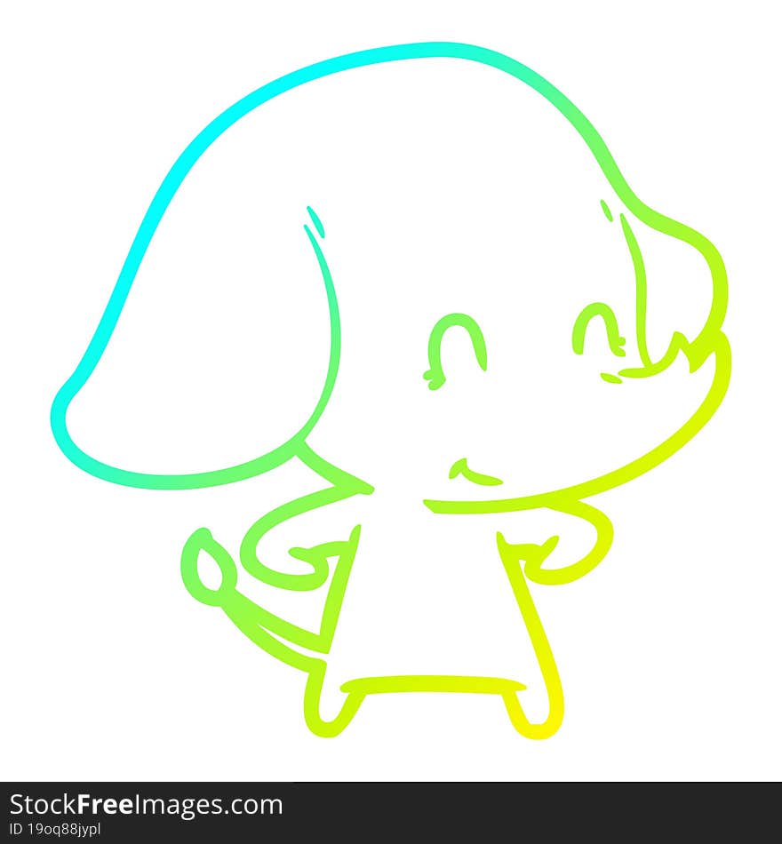 cold gradient line drawing cute cartoon elephant