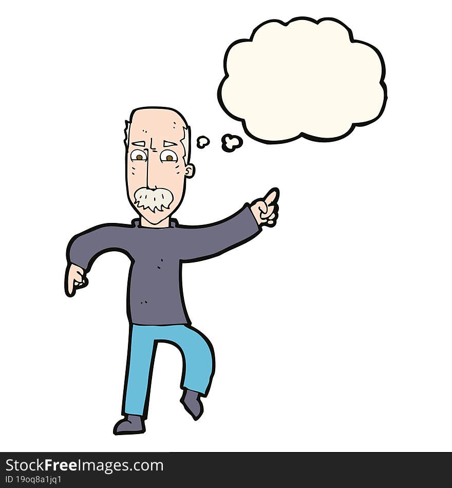 cartoon angry old man with thought bubble