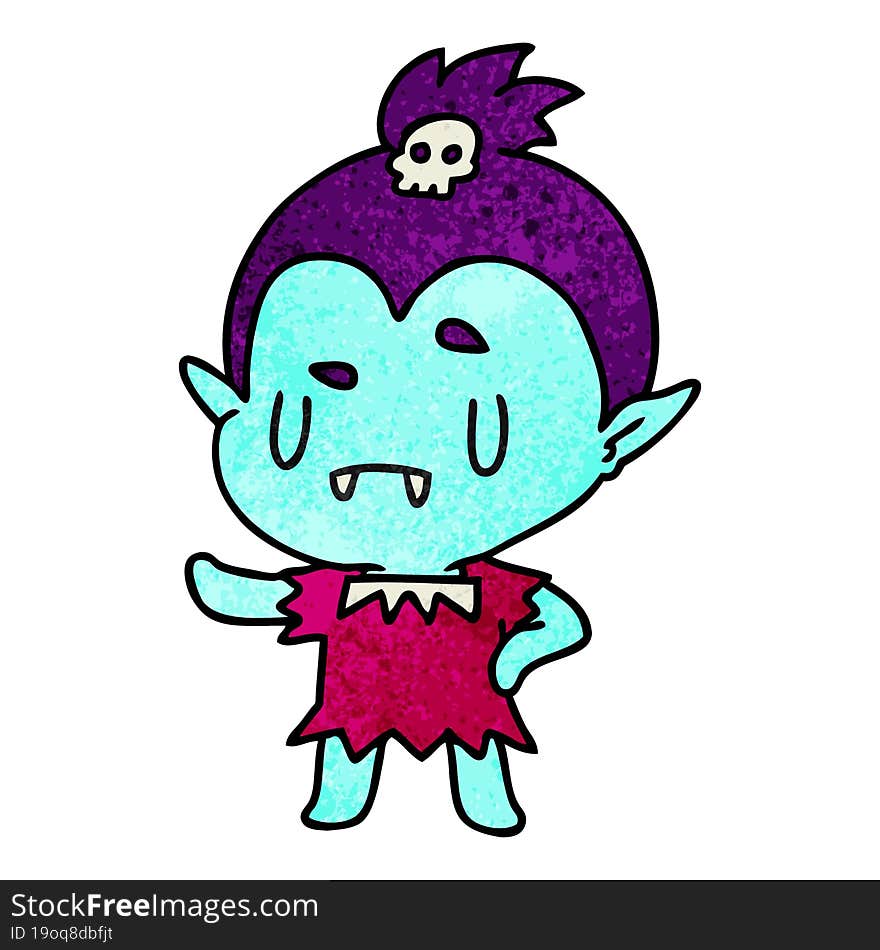 textured cartoon kawaii of cute vampire girl