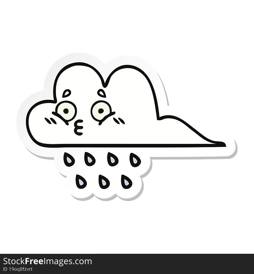 sticker of a cute cartoon rain cloud