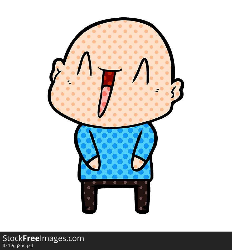 happy cartoon bald man. happy cartoon bald man