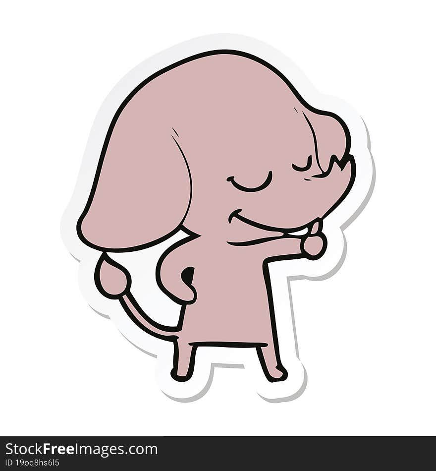 sticker of a cartoon smiling elephant