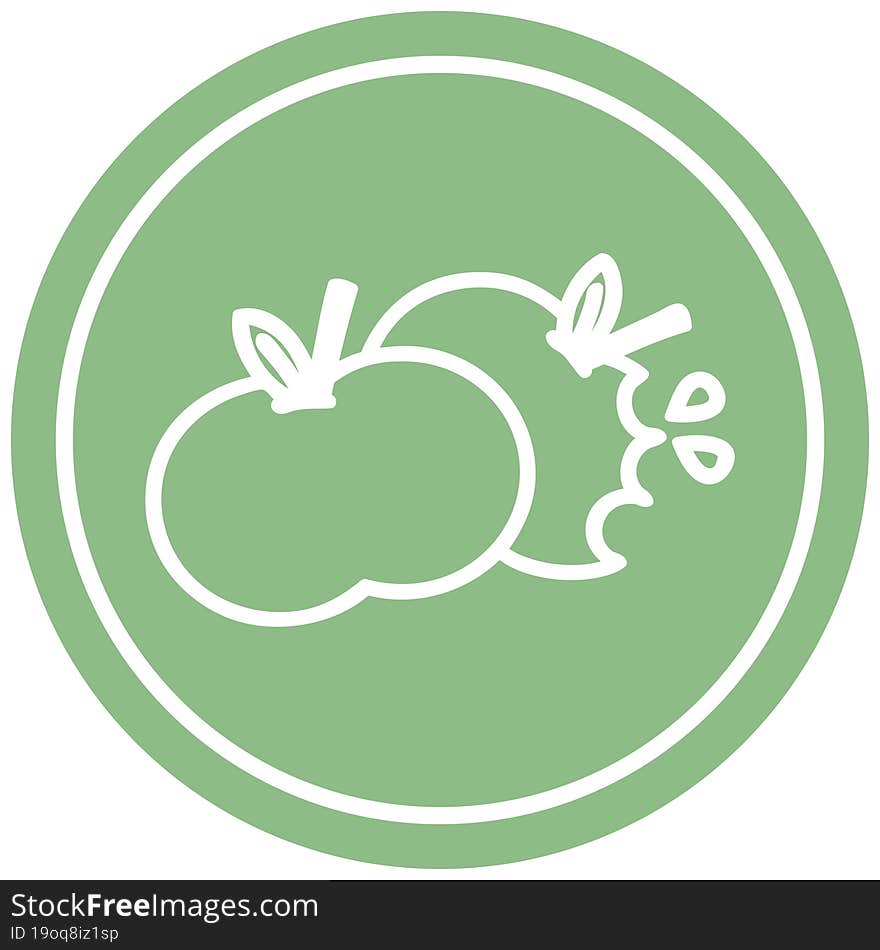 bitten apples circular icon