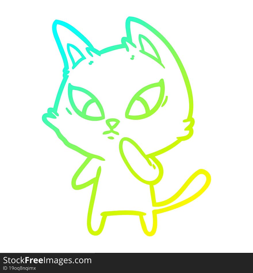 cold gradient line drawing confused cartoon cat