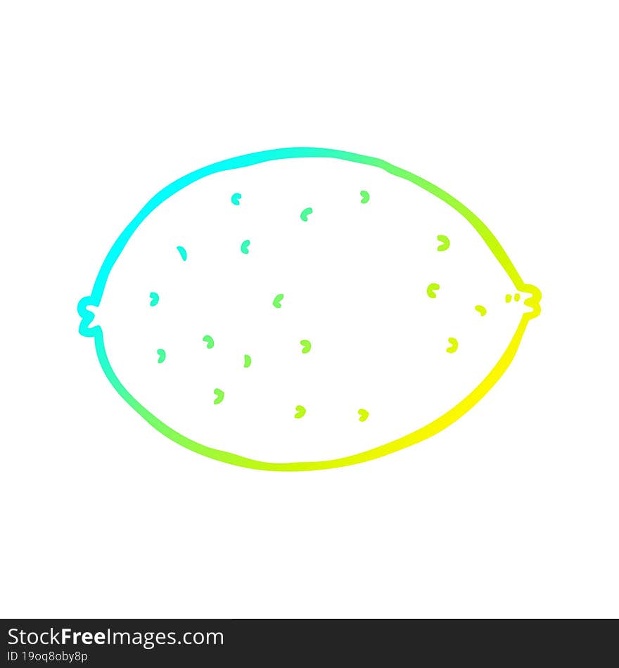 cold gradient line drawing cartoon lemon