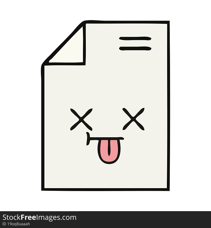 cute cartoon of a sheet of paper. cute cartoon of a sheet of paper