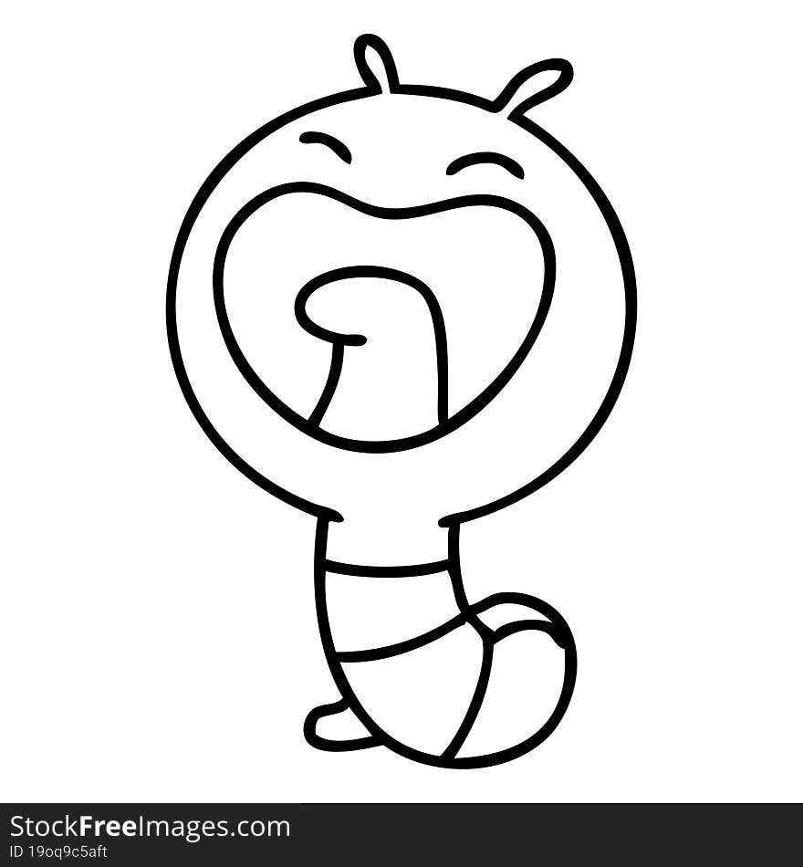 line doodle of a happy little caterpillar worm