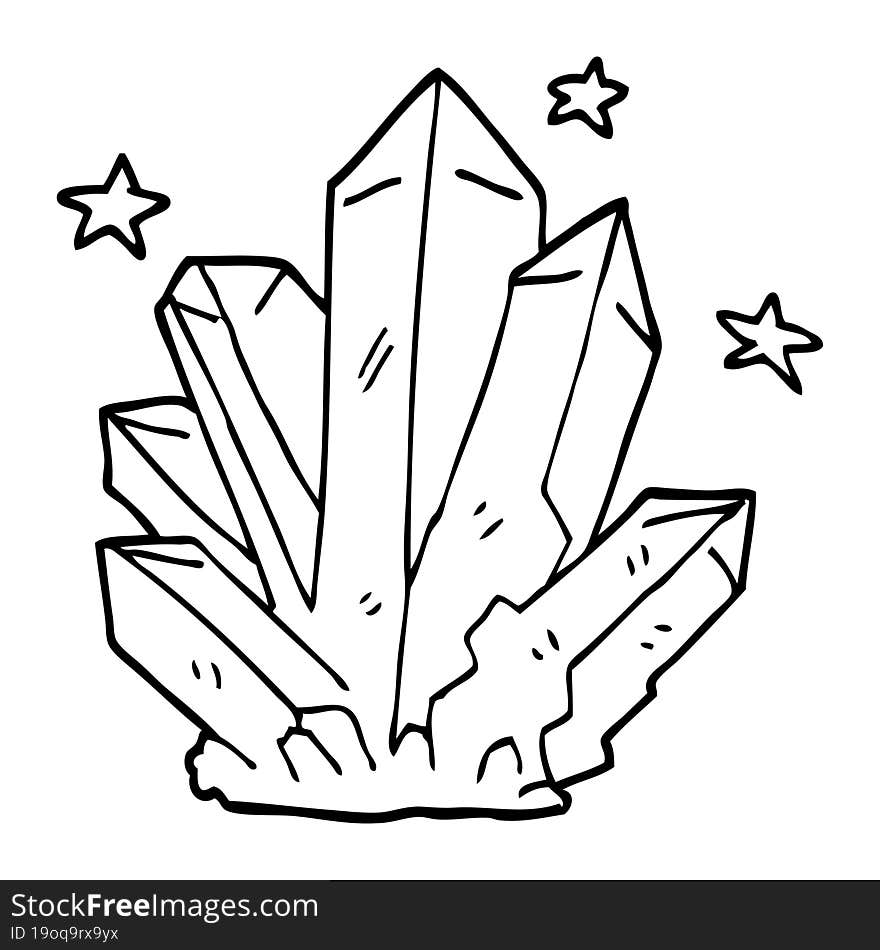 line drawing cartoon magic crystal