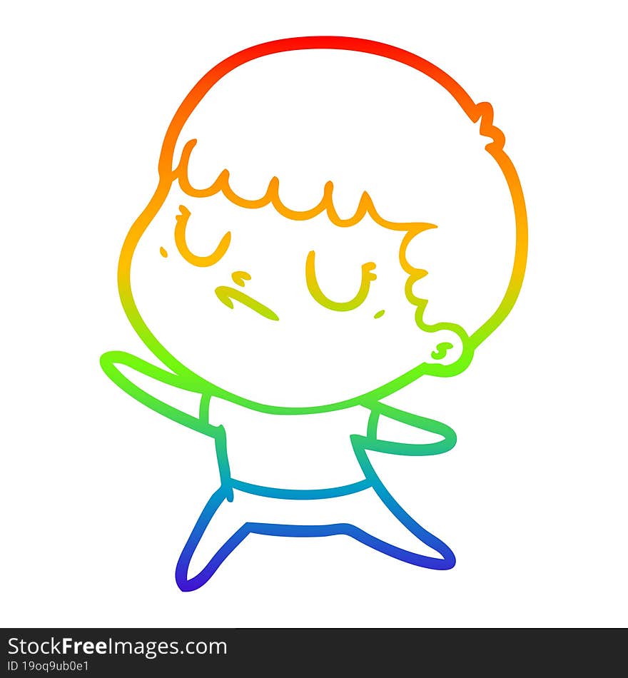 rainbow gradient line drawing cartoon grumpy boy