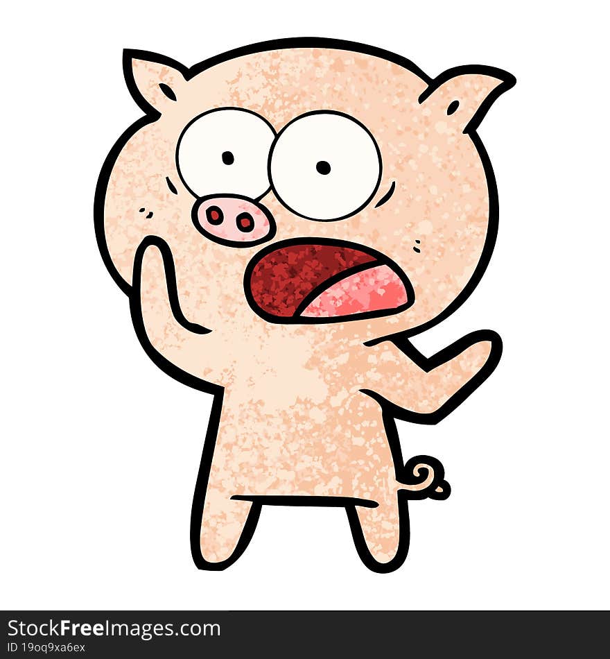 cartoon pig shouting. cartoon pig shouting