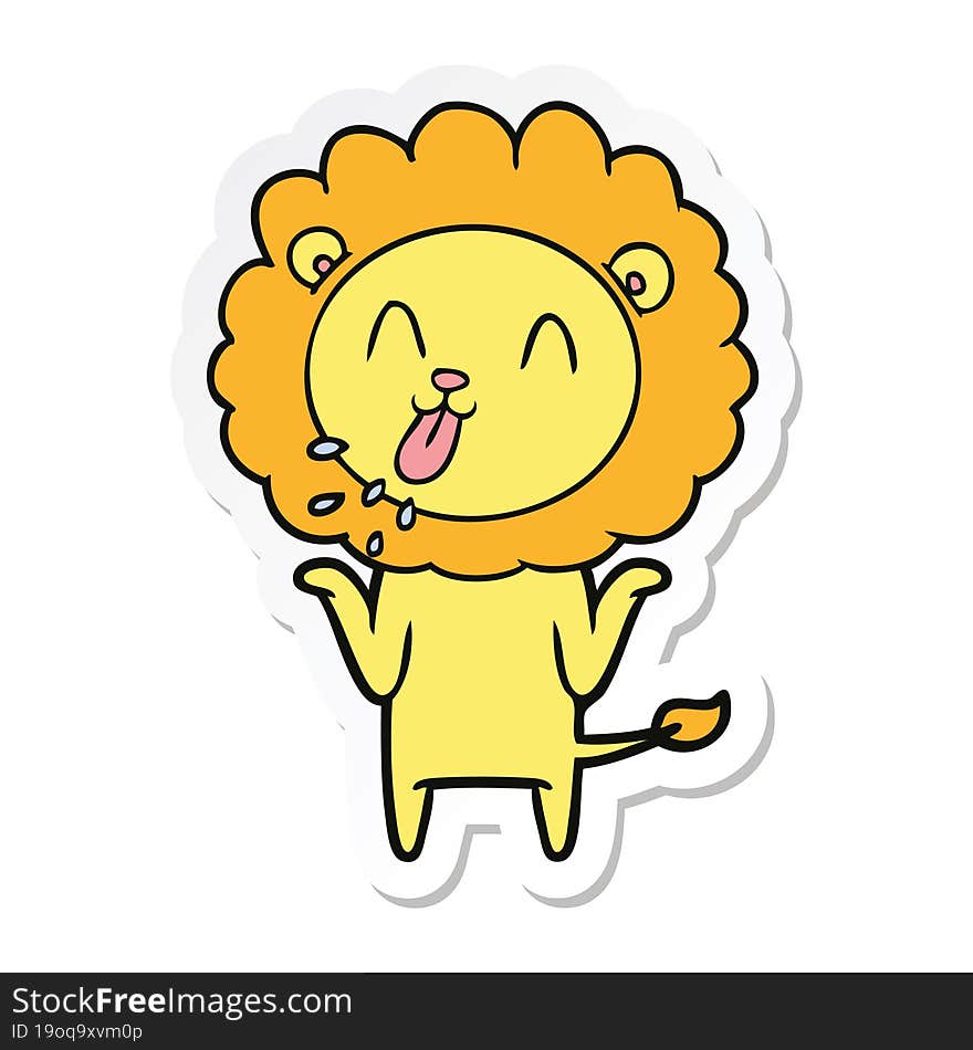 sticker of a happy cartoon lion