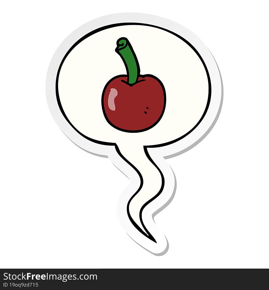 cartoon cherry with speech bubble sticker. cartoon cherry with speech bubble sticker