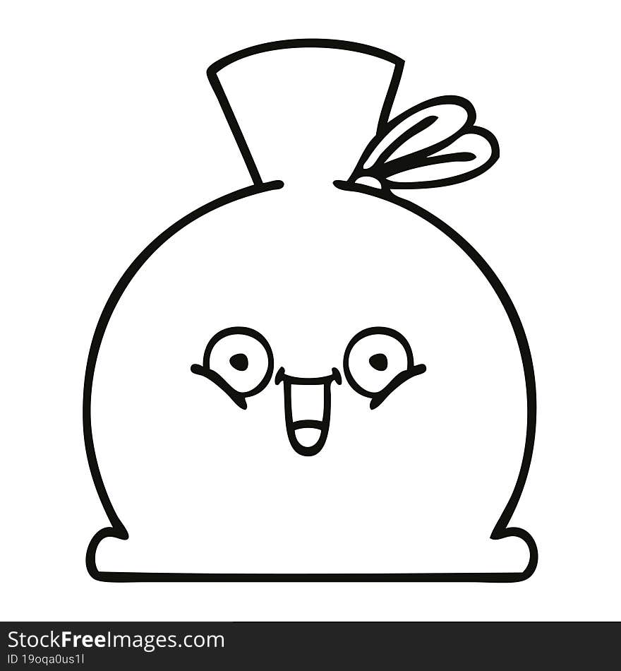 line drawing cartoon of a sack. line drawing cartoon of a sack