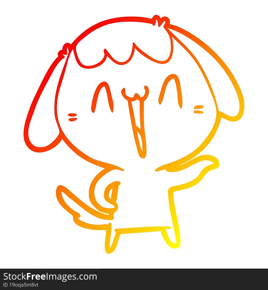 warm gradient line drawing of a cute cartoon dog